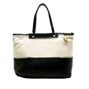 Emm Kuo Black Pebbled Leather & Textile Tote 'Cinque Terre' $400
